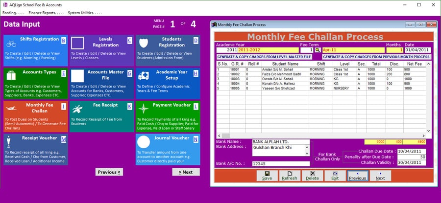 AQLign School Fee & Accounts AQLign School Fee & Accounts - Easiest Accounting & Fee Management Software for Schools & Colleges Interface