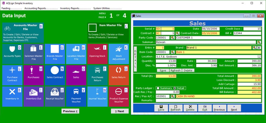 AQLign Simple Inventory AQLign Simple Inventory - Easiest Accounting & Inventory Software for Traders Interface