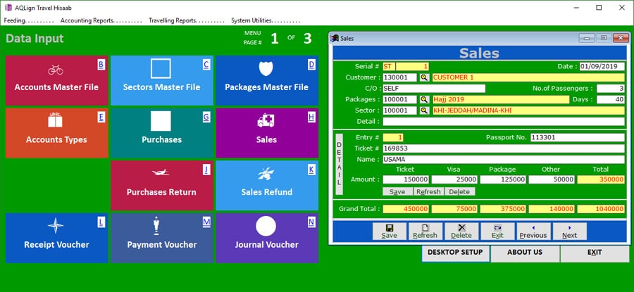 AQLign Travel Hisaab AQLign Travel Hisaab - Easiest Accounting Software for Travel Agencies Interface