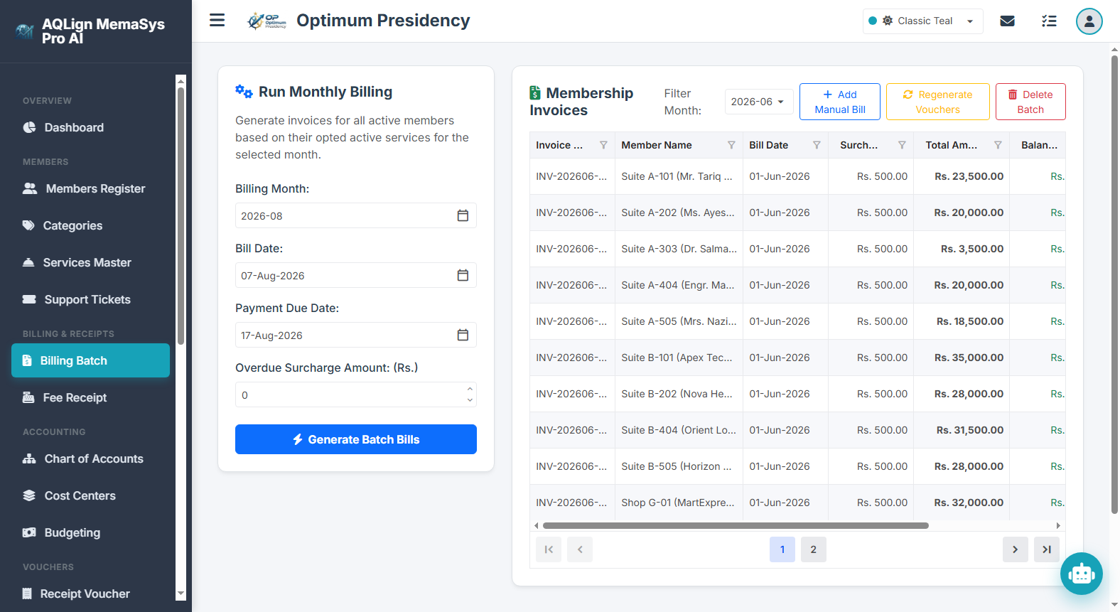 Automated Recurring Invoicing & Billing Batch Engine Screenshot